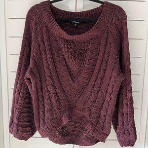 Express Women's chenille Knit Sweater - Deep Burgundy